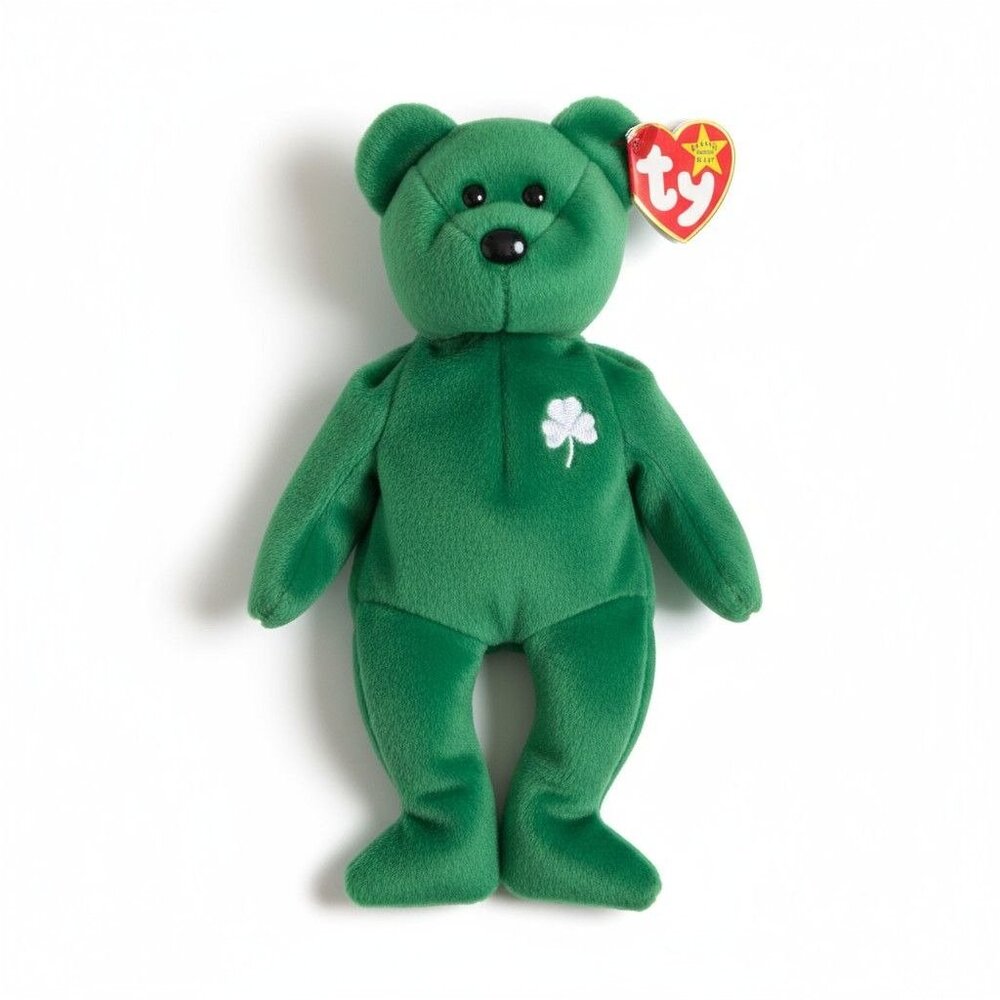TY Beanie Baby Erin The Bear 1997 With Tag Emerald Green Luck Clover Irish